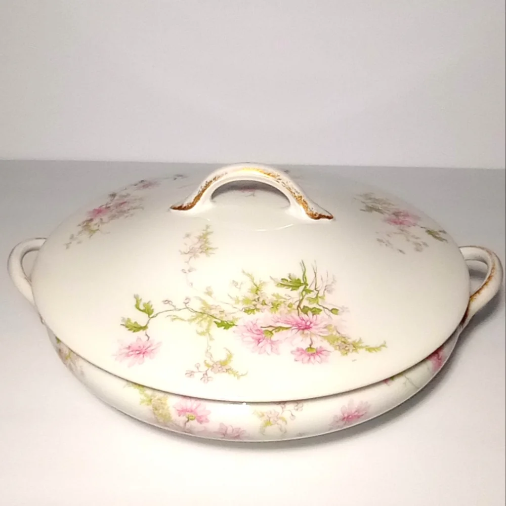 Vintage 1900's Elegant GDA Limoges Round Covered Serving Dish - Picture 3 of 11